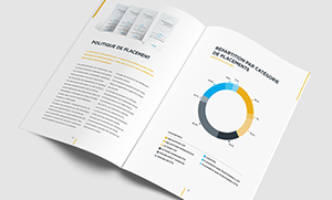 brochure de marketing copré montrant les différentes pages ainsi que les infographes et autres